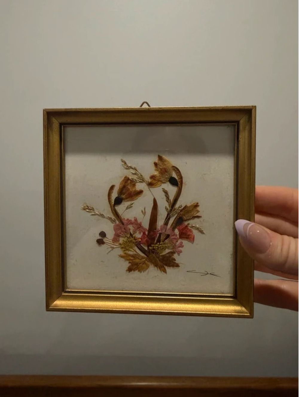 Vintage Austrian Pressed Flower Framed Botanical Art – Handmade in Tirol austria